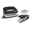 Leitz Tacker & Locher Set Mini WOW, 10 Blatt, Schwarz, P2, Metall, Kunststoff, 3,5 cm, 100 Heftklammern