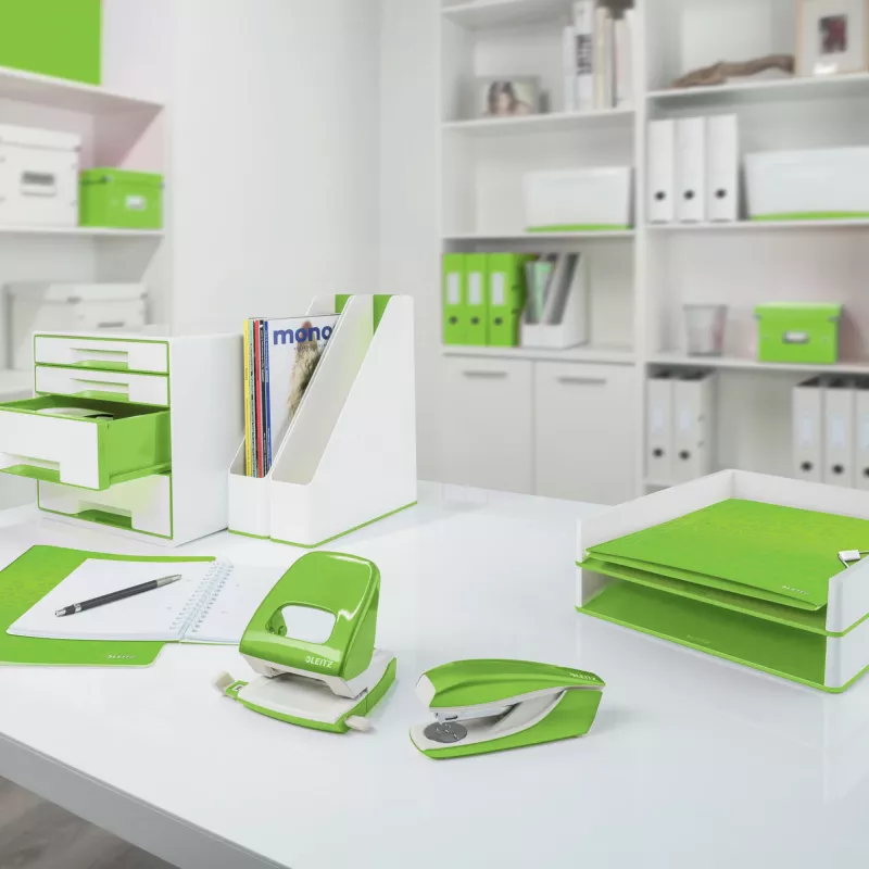 Leitz Ringbinder WOW Laminierter A4+ 2DR/25mm, A4+, D-Ring, Karton, Grün, 250 Blatt, 80 g/m²