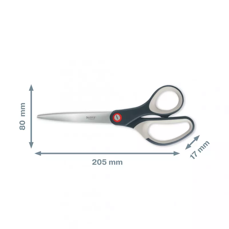 Leitz Cosy Titanium Büroschere 205 mm, Erwachsene, Gerader Schnitt, Einzeln, Grau, Edelstahl, Büroschere