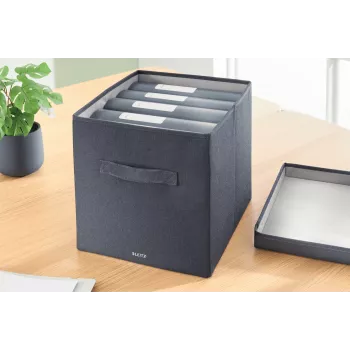 Leitz Stoff-Aufbewahrungsbox mit Deckel groß, 2er-Packung, Grau, Stoff, 330 mm, 380 mm, 325 mm, 1,24 kg