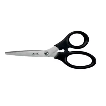 Leitz Edelstahl-Schere 185 mm, Erwachsene, gerader Schnitt, Einzeln, Schwarz, Edelstahl, Edelstahl, Büroschere