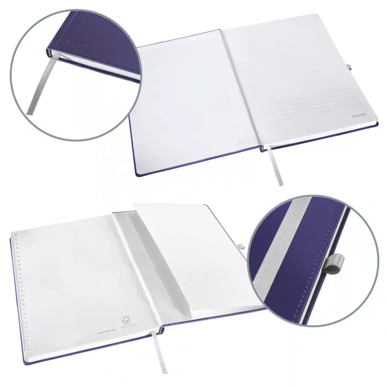 Leitz Style Notizbuch A4 liniert mit Hardcover, Monochromatisch, Blau, A4, 80 Blatt, 100 g/m², Liniertes Papier