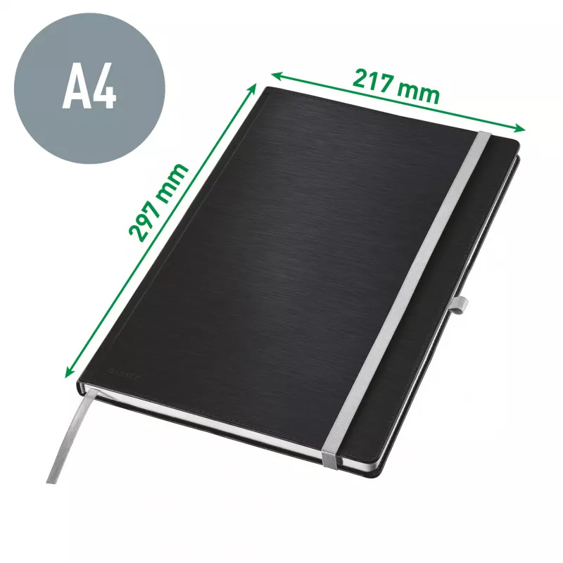 Leitz Style Notizbuch A4 liniert mit Hardcover, Monochromatisch, Blau, A4, 80 Blatt, 100 g/m², Liniertes Papier