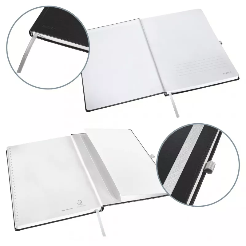 Leitz Style Notizbuch A4 liniert mit Hardcover, Monochrom, Schwarz, A4, 80 Blatt, 100 g/m², liniertes Papier