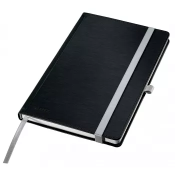 Leitz Style Notizbuch A5 liniert mit Hardcover, Einfarbig, Schwarz, A5, 80 Blatt, 100 g/m², Liniertes Papier