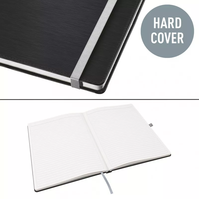 Leitz Style Notizbuch A5 liniert mit Hardcover, Einfarbig, Schwarz, A5, 80 Blatt, 100 g/m², Liniertes Papier