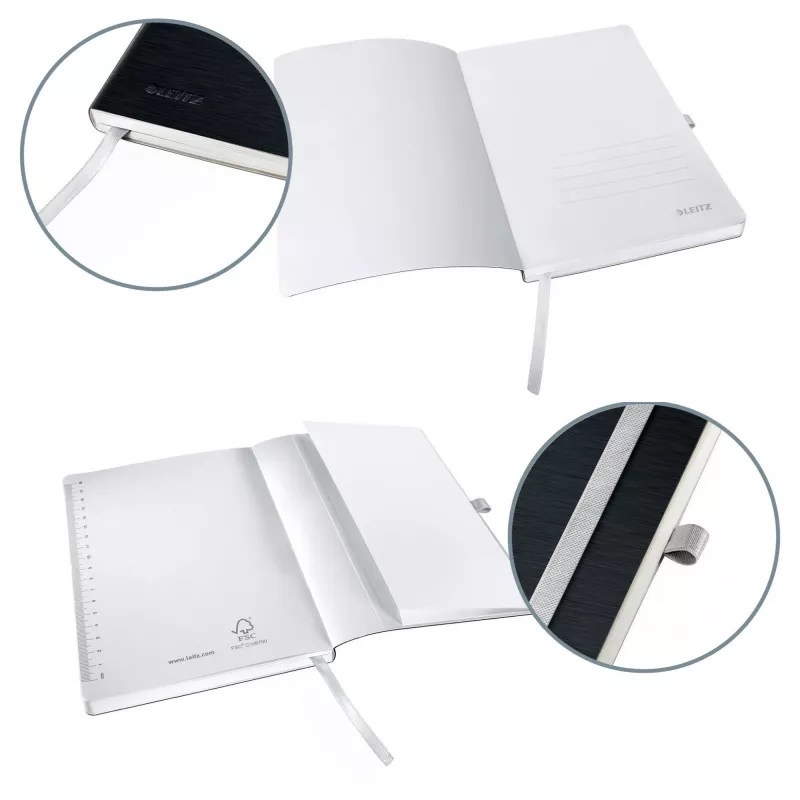 Leitz Style Notizbuch A5 liniert mit Softcover, Monochromatisch, Schwarz, A5, 80 Blatt, 100 g/m², Liniertes Papier
