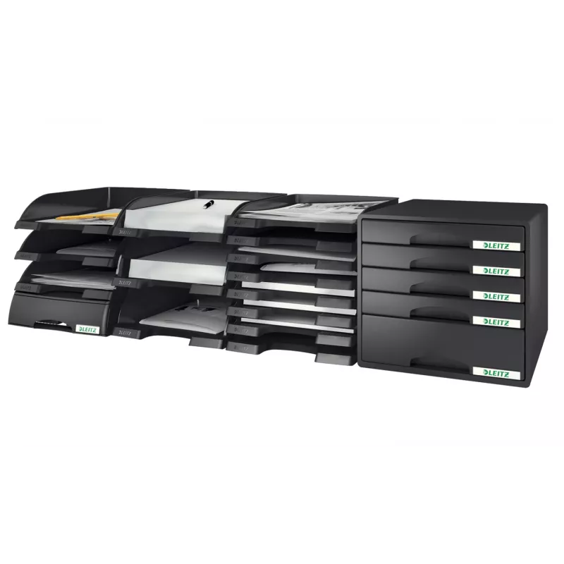 Leitz Briefablage Plus, Kunststoff, Schwarz, A4, 242 x 330 x 60 mm, 255 mm, 357 mm