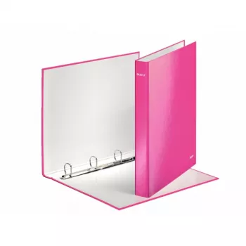 Leitz Ringbinder WOW Laminated A4+ 4DR/25mm, A4, Karton, Pink, 230 Blatt, 80 g/m², 2,5 cm