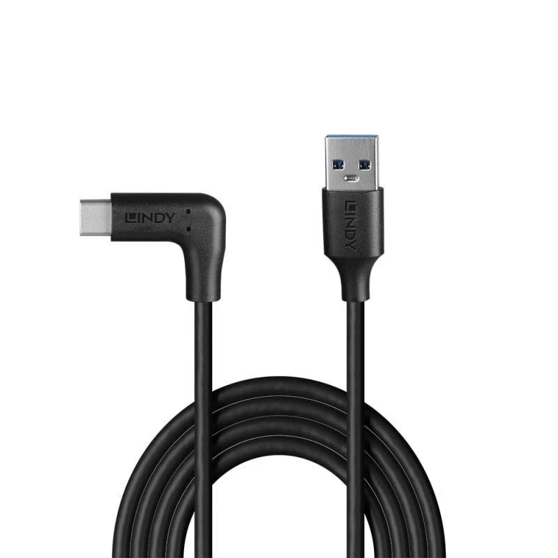 Lindy 1m USB 3.2 Type-A auf rechtwinkliges USB-C Kabel, 10Gbps