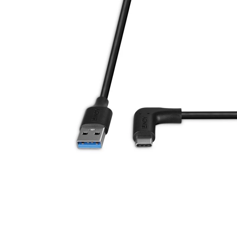 Lindy 1m USB 3.2 Type-A auf rechtwinkliges USB-C Kabel, 10Gbps