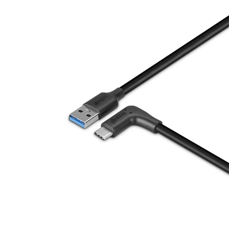 Lindy 1m USB 3.2 Type-A auf rechtwinkliges USB-C Kabel, 10Gbps