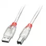 Lindy 0,5 m USB 2.0 Kabel - Typ A auf B, Transparent, 0,5 m, USB A, USB B, USB 2.0, 0,48 Gbit/s, Transparent