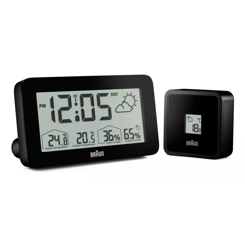 Braun BC13BP-DCF Funk-Wetterstation mit Uhr, schwarz