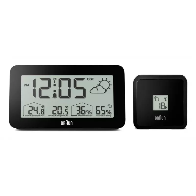 Braun BC13BP-DCF Funk-Wetterstation mit Uhr, schwarz