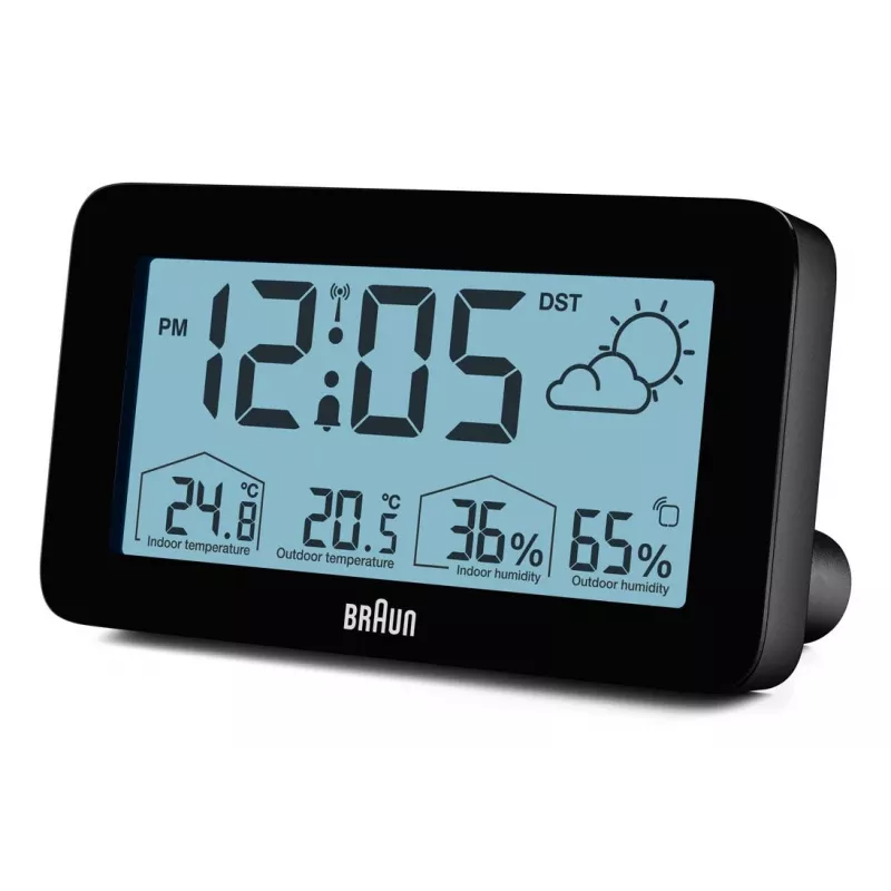 Braun BC13BP-DCF Funk-Wetterstation mit Uhr, schwarz