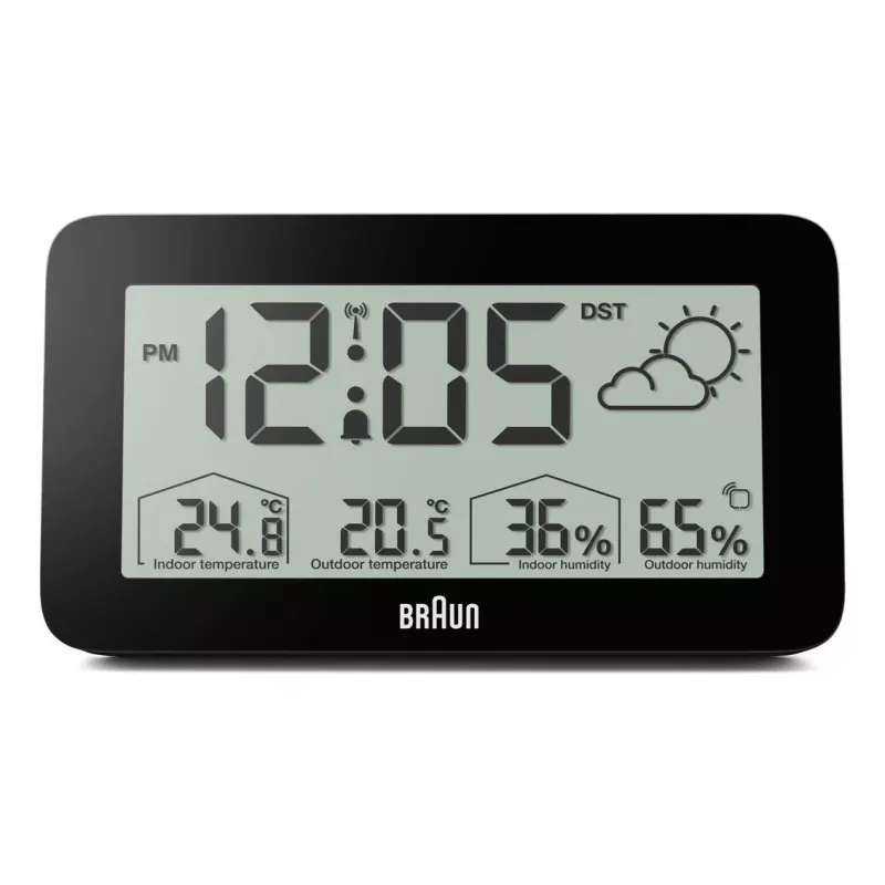 Braun BC13BP-DCF Funk-Wetterstation mit Uhr, schwarz