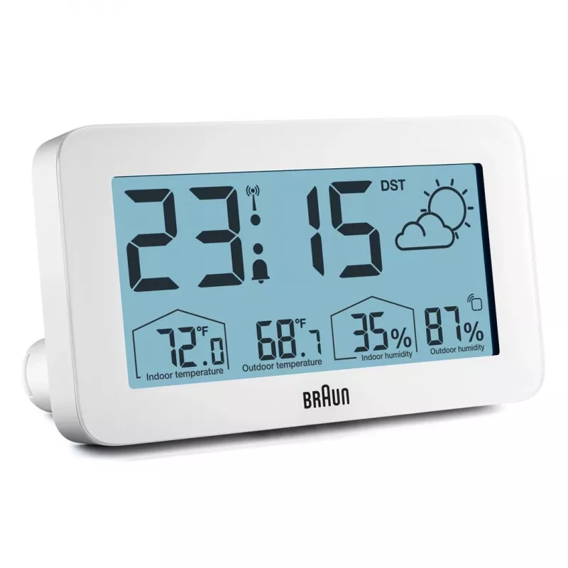 Braun BC13WP-DCF digitale Wetterstation mit Uhr, weiß