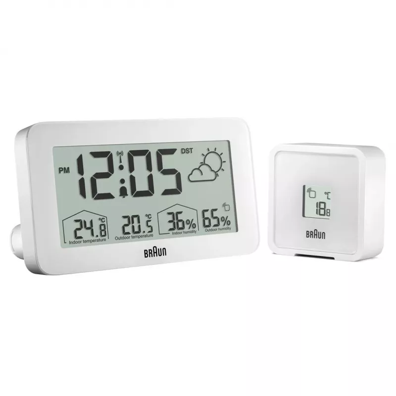 Braun BC13WP-DCF digitale Wetterstation mit Uhr, weiß