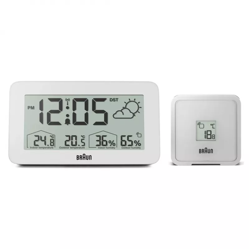 Braun BC13WP-DCF digitale Wetterstation mit Uhr, weiß