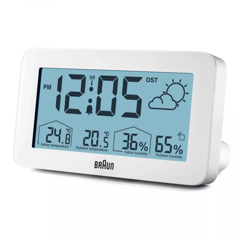 Braun BC13WP-DCF digitale Wetterstation mit Uhr, weiß