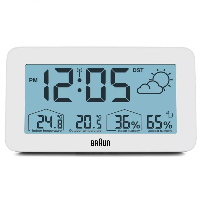 Braun BC13WP-DCF digitale Wetterstation mit Uhr, weiß