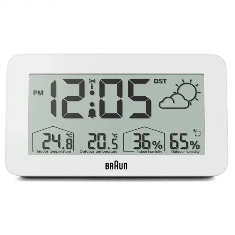 Braun BC13WP-DCF digitale Wetterstation mit Uhr, weiß