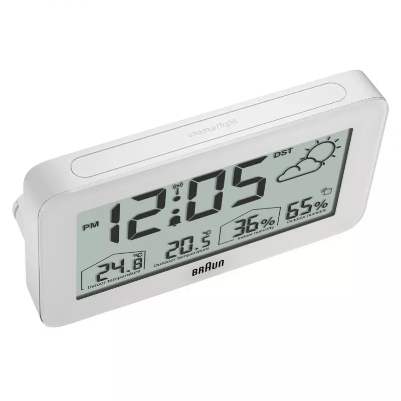 Braun BC13WP-DCF digitale Wetterstation mit Uhr, weiß