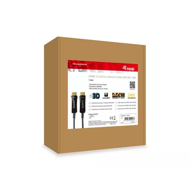HDMI-Kabel Equip HDMI 2.0 Aktives Optisches Kabel M/M 30 m