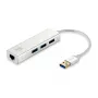 LevelOne Gigabit USB Netzwerkadapter, USB Hub, Kabelgebunden, USB, Ethernet, 1000 Mbit/s, Silber, Weiß