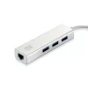 LevelOne Gigabit USB Netzwerkadapter, USB Hub, Kabelgebunden, USB, Ethernet, 1000 Mbit/s, Silber, Weiß