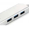 LevelOne Gigabit USB Netzwerkadapter, USB Hub, Kabelgebunden, USB, Ethernet, 1000 Mbit/s, Silber, Weiß
