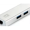 LevelOne Gigabit USB Netzwerkadapter, USB Hub, Kabelgebunden, USB, Ethernet, 1000 Mbit/s, Silber, Weiß