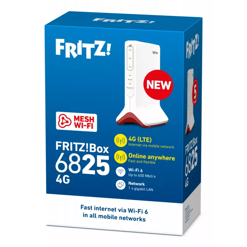 FRITZ!Box 6825 4G International WLAN-Router Gigabit-Ethernet Single-Band (2,4 GHz) Weiß