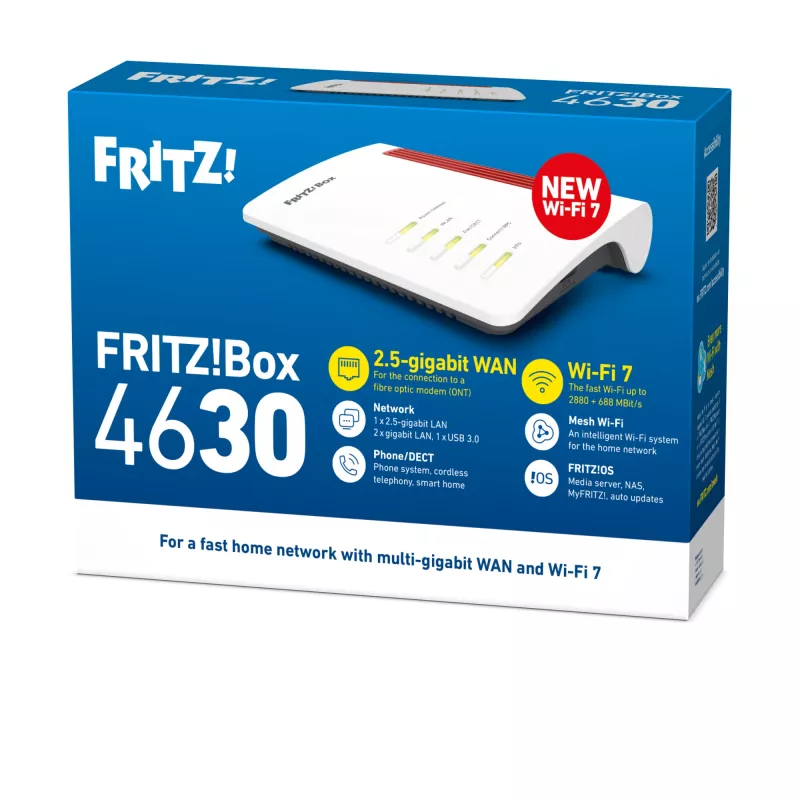 Box FRITZ 4630 International wireless router 2.5 Gigabit Ethernet Dual-band (2.4 GHz / 5 GHz) Weiß