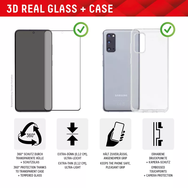 Displex Displayschutz + Hülle für Samsung Galaxy S23 Ultra, Eco-Montagerahmen, vollflächige Abdeckung