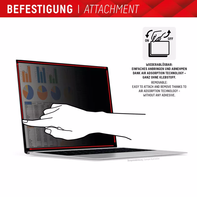 Displex PRIVACY SAFE entfernbarer 2-Wege-Sichtschutzfilter für Laptop/Notebook (randlos/frameless) 14'' (16:9)