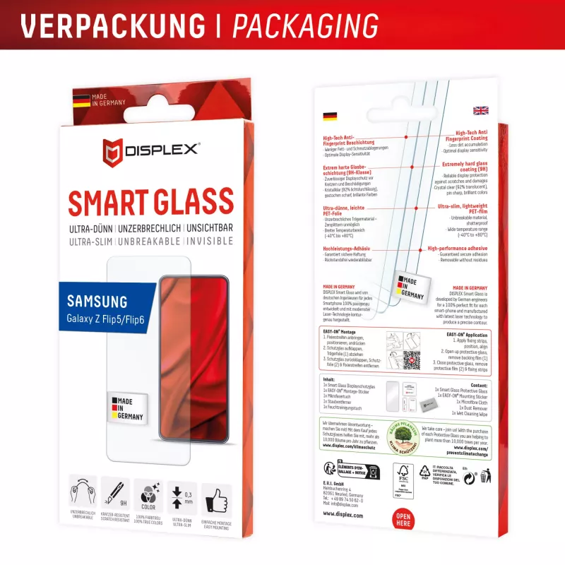 Displex Smart Glass Displayschutzfolie für Samsung Galaxy Z Flip5/Z Flip6 (02024)