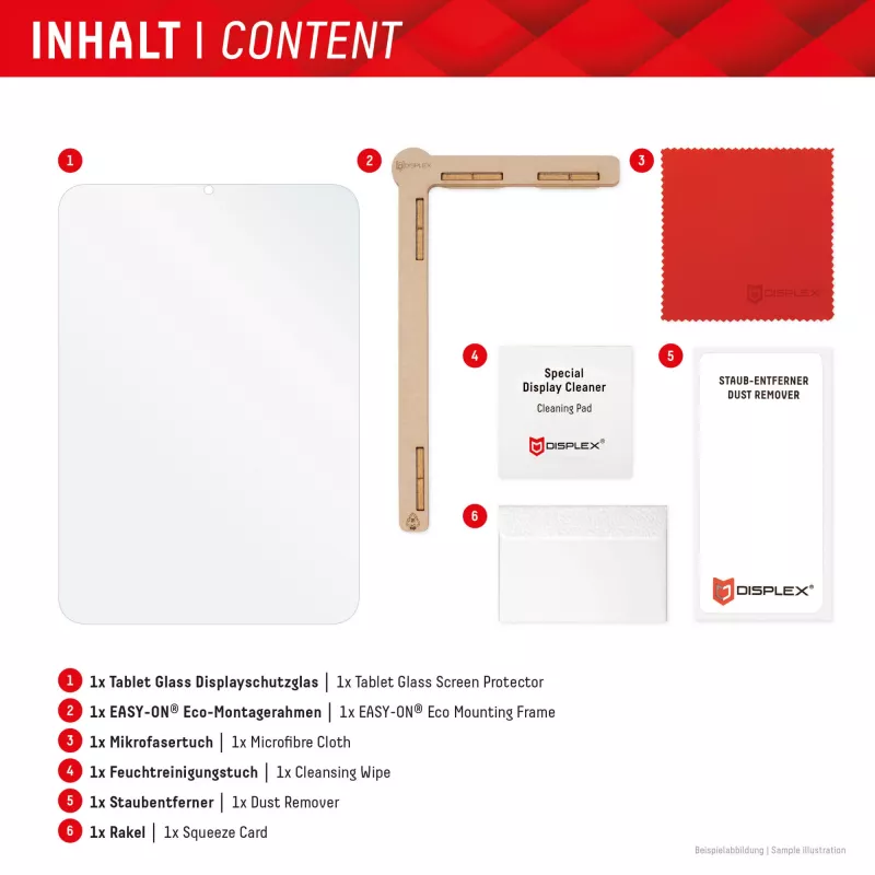 Displex Tablet Glass (9H) für Samsung Galaxy Tab S10+, Eco Montagerahmen, unzerbrechlich