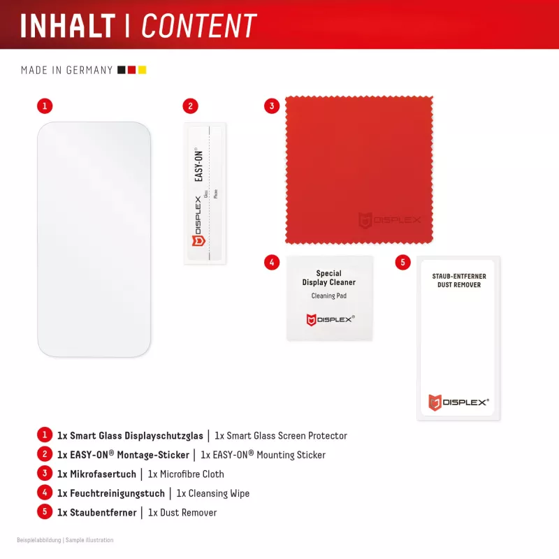 Displex Smart Glass (9H) für Apple iPhone 17 Pro Max, Montageaufkleber, unzerbrechlich