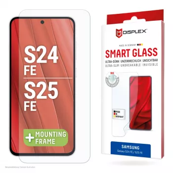 Displex Smart Glass (9H) für Samsung Galaxy S25 FE/S24 FE, Montageaufkleber, unzerbrechlich