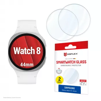 Displayschutzglas für Galaxy Watch 8 (44mm) von e.v.i. — Displex 9H, 2er-Pack, ultradünn, randlos, Anti-Fingerabdruck
