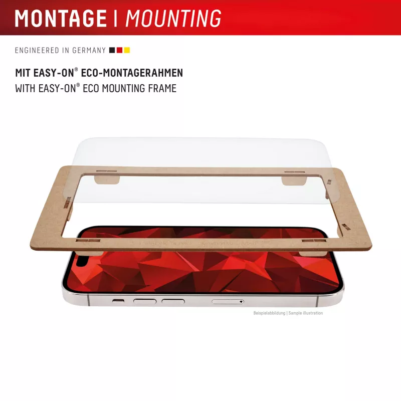 Screen protector + case e.v.i. for Google Pixel 9 mit Eco-Montagerahmen, gehärtetes Glas, transparent, kratzfest