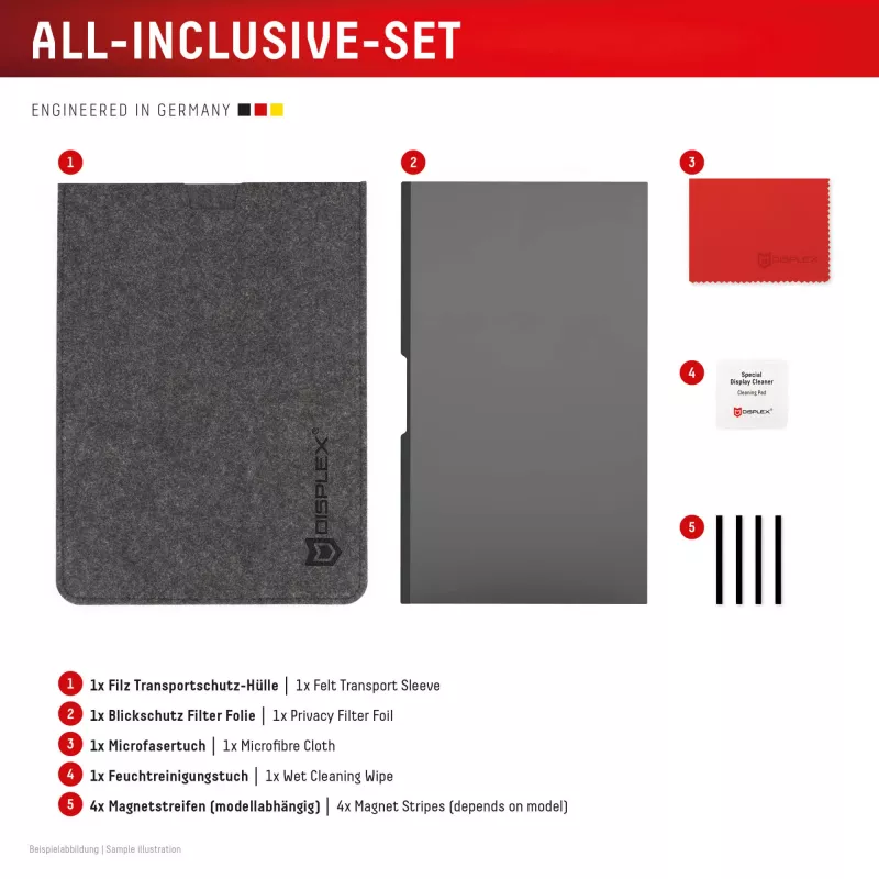 Blickschutzfilter e.v.i. Displex PRIVACY SAFE magnetisch 2-Wege für 16 Zoll (16:10) Laptop / Notebook, rahmenlos, glänzend/matt, 3H