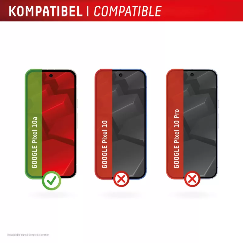 Displayschutzfolie und Hülle e.v.i. für Google Pixel 10a — gehärtetes Glas, transparent, kratz- und stoßfest