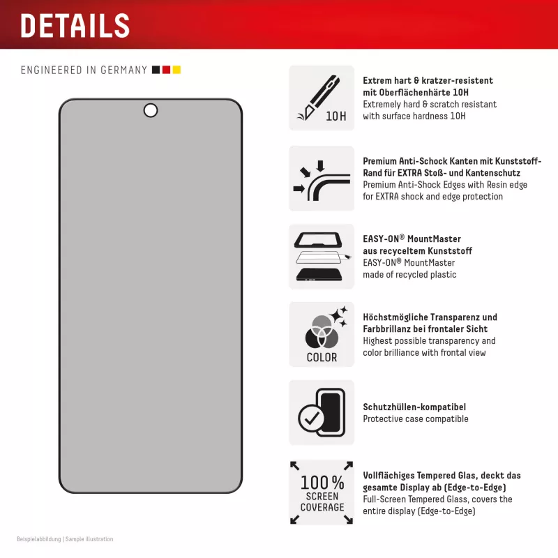 Displex Sichtschutz-Displayschutzglas (10H) für Samsung S26, Blickschutzfilter