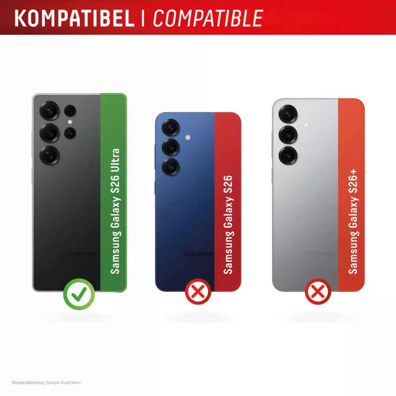 Kameraobjektiv-Schutzglas e.v.i. S26 Ultra Glas (für Galaxy S26 Ultra), gehärteter Kohlenstoff, 10H, DLC, Quick Mount, Einzelring, transparent