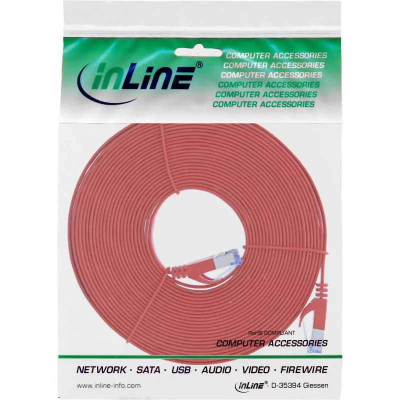 InLine Flach-Patchkabel, U/FTP, Cat.6A, rot, 5m