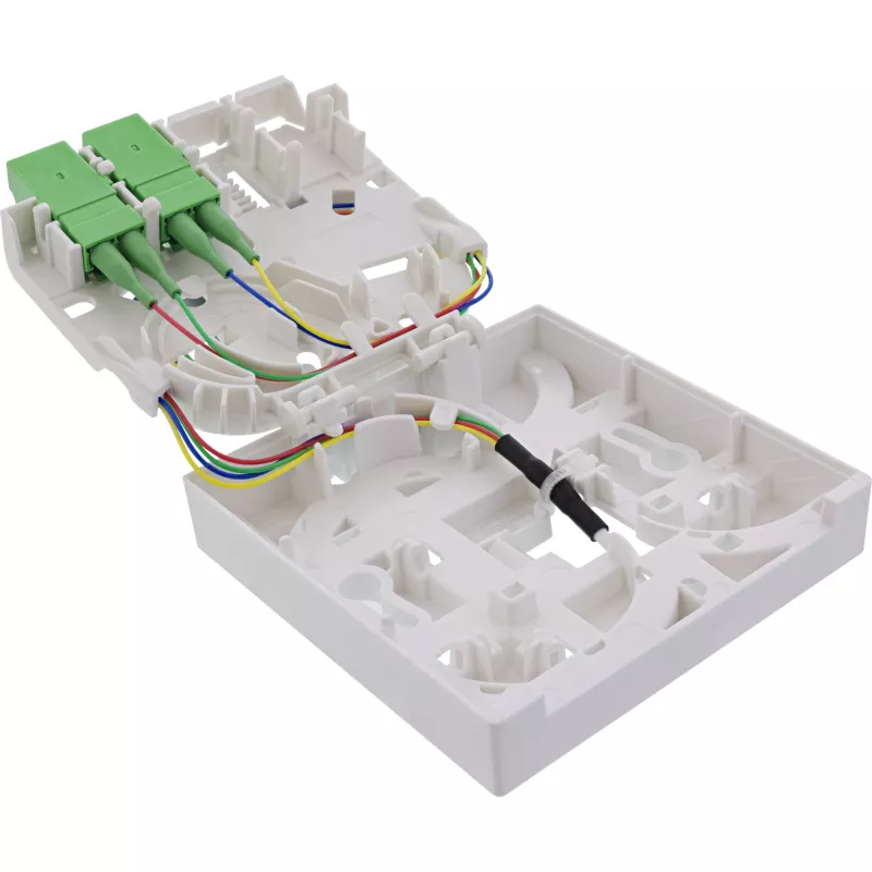 InLine FTTH-Anschlussdose vorkonfektioniert 4x LC/APC 9/125µm 15m