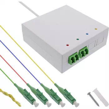 InLine FTTH Anschlussdose vorkonfektioniert 4x LC/APC 9/125µm 50m